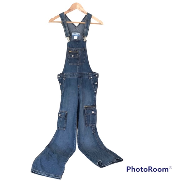 Y2K Old Navy Denim Overalls | 2003 Low Cut Low Rise Cargo Overalls - Picture 2 of 16